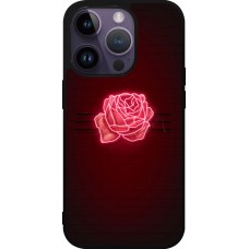 Coque iPhone 15 Pro - Silicone rigide noir Spring 23 neon rose