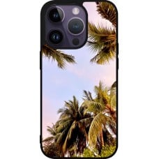 Coque iPhone 15 Pro - Silicone rigide noir Summer 2023 palm tree vibe