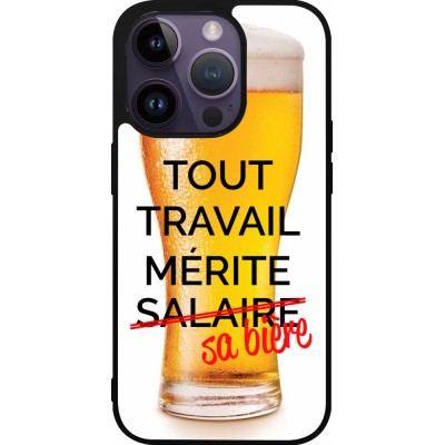 Coque iPhone 15 Pro - Silicone rigide noir Tout travail mérite sa bière