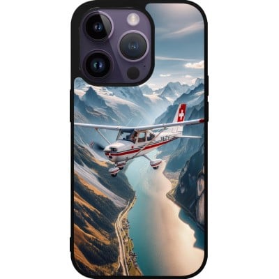 Coque iPhone 15 Pro - Silicone rigide noir Vol Alpin Suisse