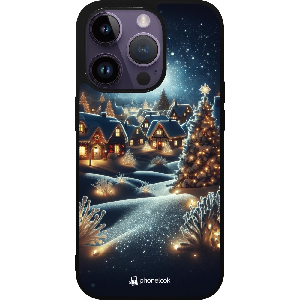 Coque iPhone 15 Pro - Silicone rigide noir Noël 2023 Christmas is Coming