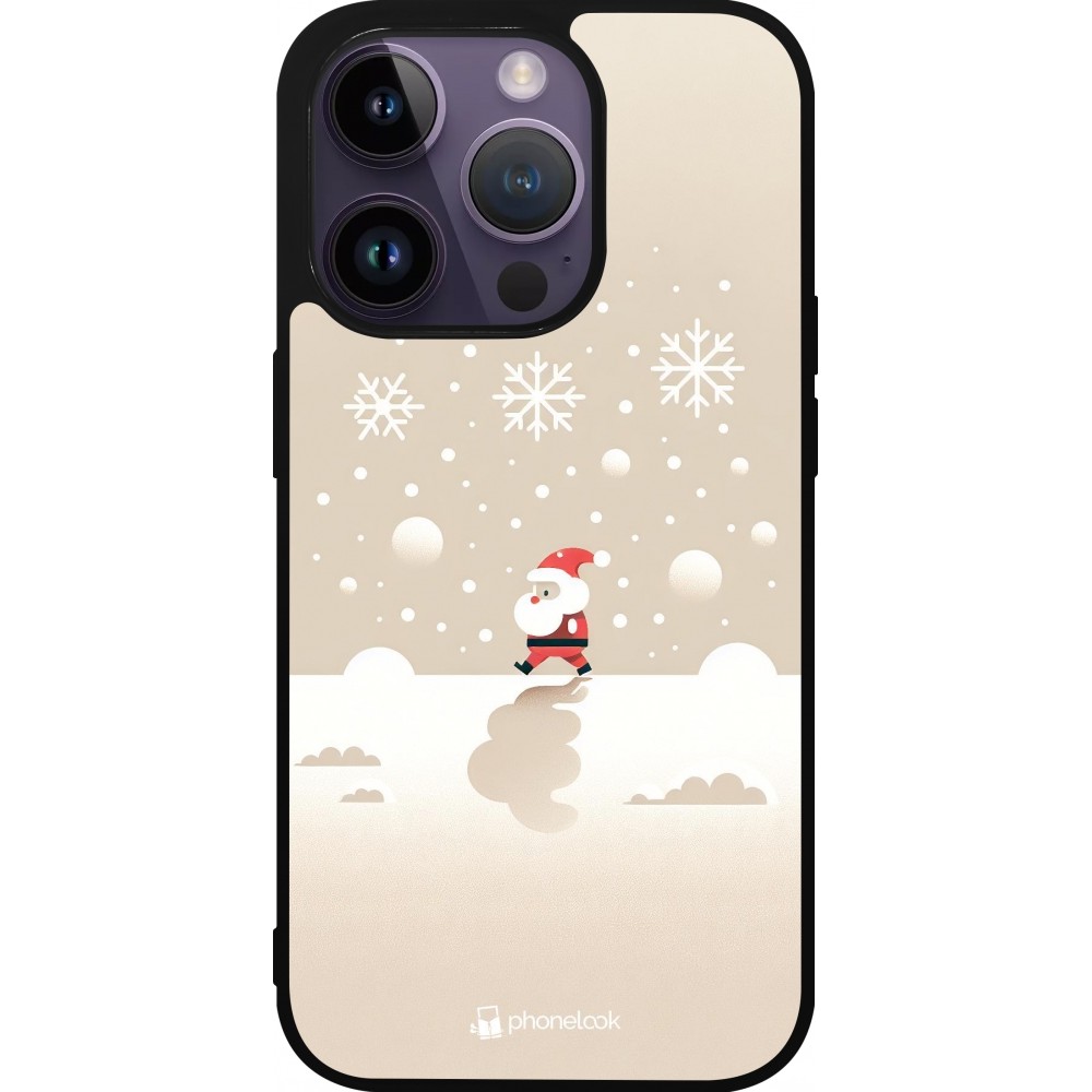 Coque iPhone 15 Pro - Silicone rigide noir Noël 2023 Minimalist Santa