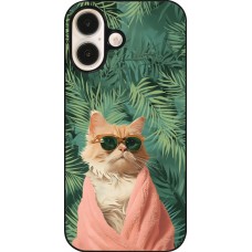 iPhone 16 Case Hülle - Cat Summer Palms