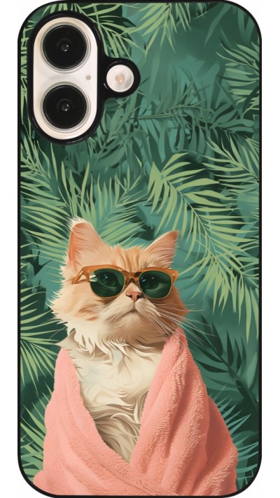 Coque iPhone 16 - Cat Summer Palms