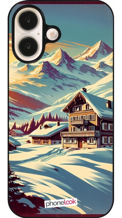 Coque iPhone 16 - Chalet montagne enneigée