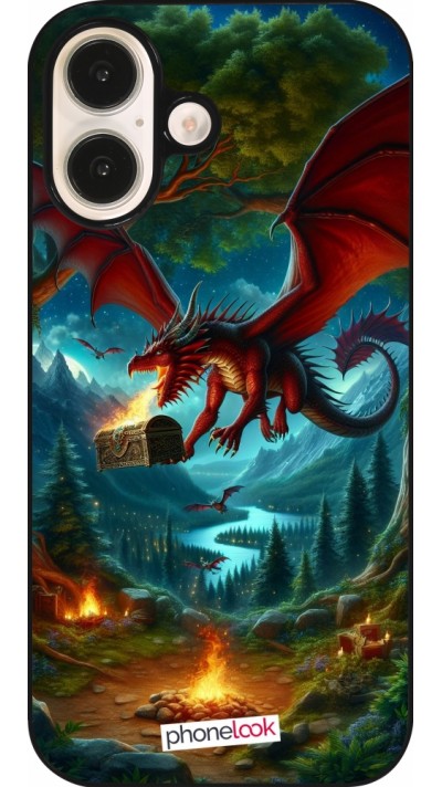 Coque iPhone 16 - Dragon Volant Forêt Trésor