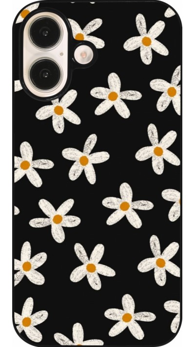 Coque iPhone 16 - Easter 2024 white on black flower