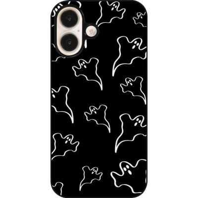 Coque iPhone 16 - Halloween 2024 black and white ghosts