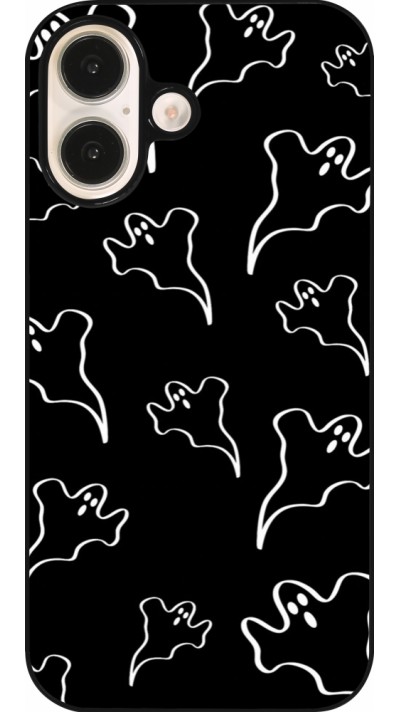 Coque iPhone 16 - Halloween 2024 black and white ghosts