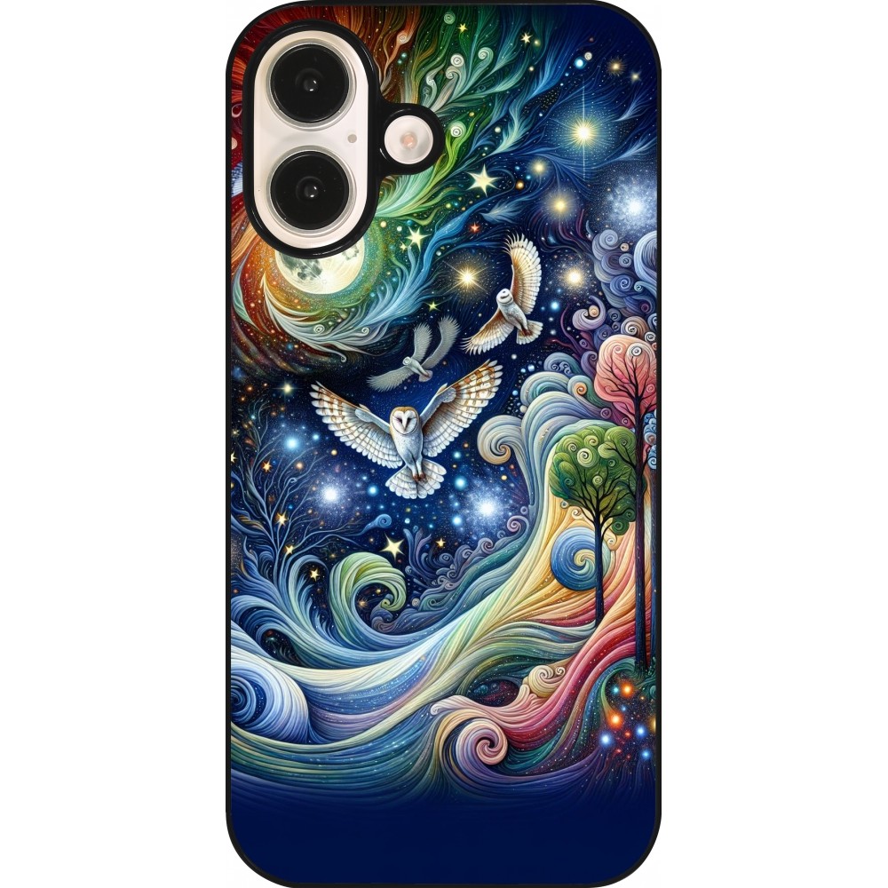 Coque iPhone 16 - hibou volant floral