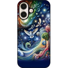 Coque iPhone 16 - hibou volant floral