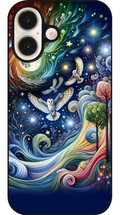 Coque iPhone 16 - hibou volant floral