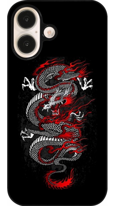 Coque iPhone 16 - Japanese style Dragon Tattoo Red Black