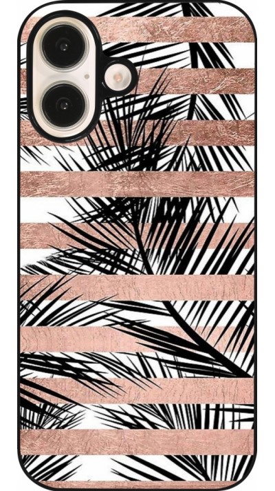 Coque iPhone 16 - Palm trees gold stripes