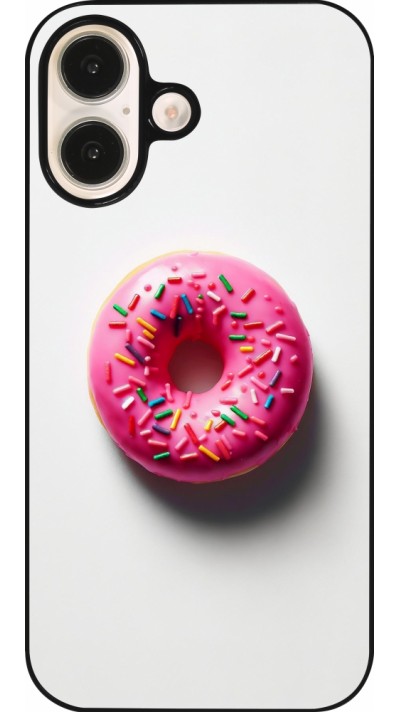 iPhone 16 Case Hülle - Weisser Hintergrund, pinker Donut