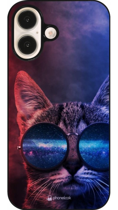 Coque iPhone 16 - Red Blue Cat Glasses