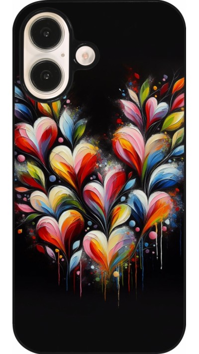 Coque iPhone 16 - Valentine 2024 Coeur Noir Abstrait