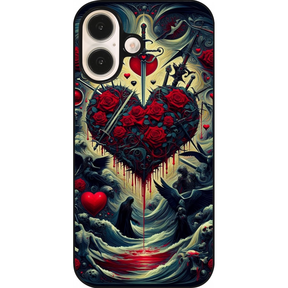 iPhone 16 Case Hülle - Dunkle Liebe Herz Blut