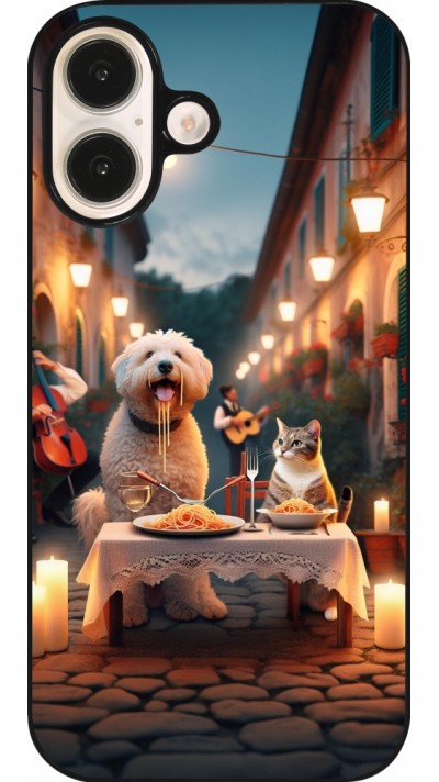 Coque iPhone 16 - Valentine 2024 Dog & Cat Candlelight