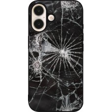 Coque iPhone 16 - Silicone rigide noir Broken Screen