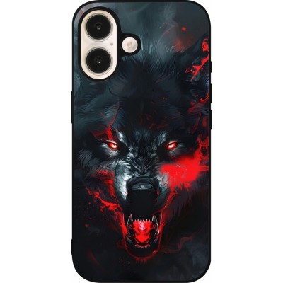 Coque iPhone 16 - Silicone rigide noir Halloween 2024 mad werewolf