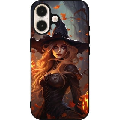 Coque iPhone 16 - Silicone rigide noir Halloween 2024 sexy witch