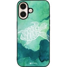 iPhone 16 Case Hülle - Silikon schwarz Turtle Aztec Watercolor