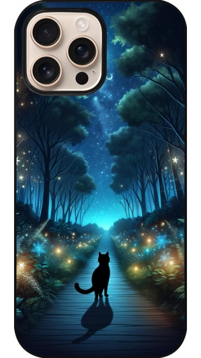 Coque iPhone 16 Pro Max - Chat noir promenade