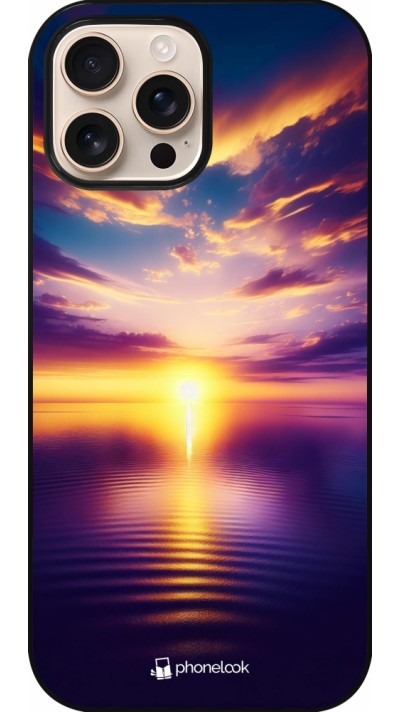 Coque iPhone 16 Pro Max - Coucher soleil jaune violet