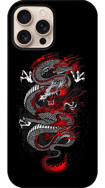 Coque iPhone 16 Pro Max - Japanese style Dragon Tattoo Red Black