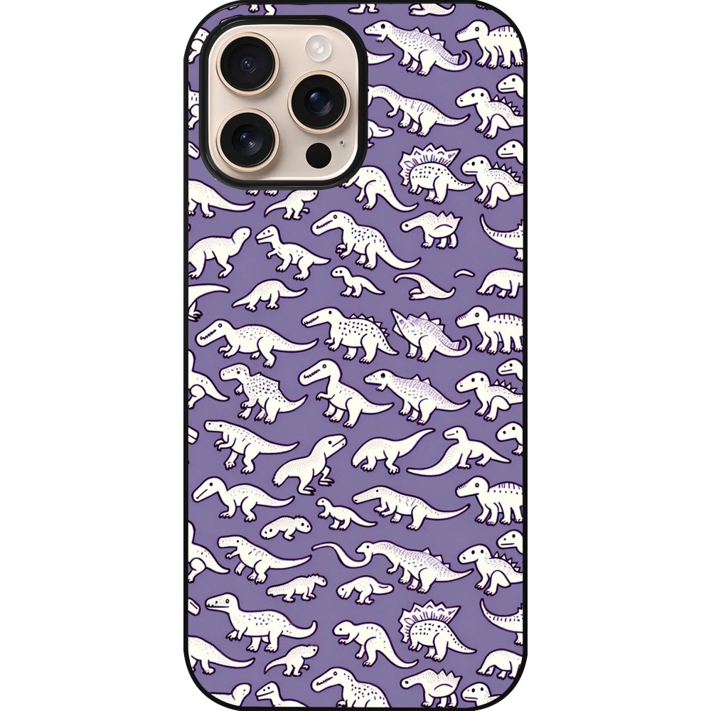 Coque iPhone 16 Pro Max - Mini dino pattern violet