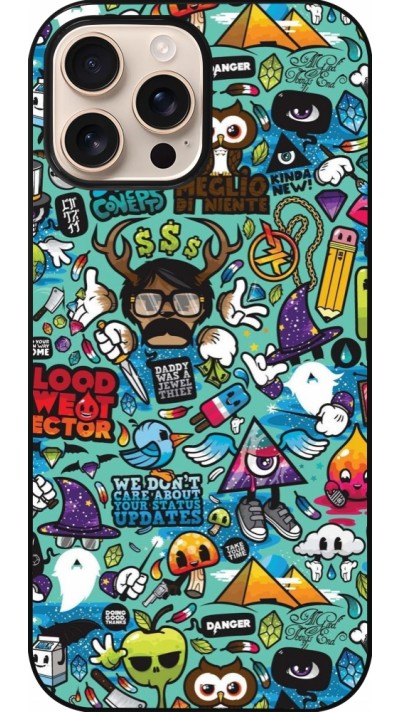 Coque iPhone 16 Pro Max - Mixed Cartoons Turquoise