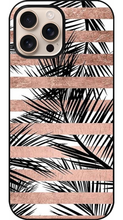 iPhone 16 Pro Max Case Hülle - Palm trees gold stripes