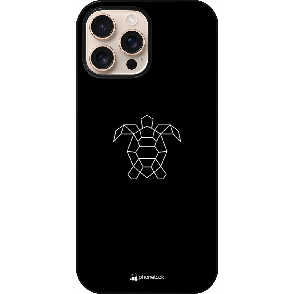 Coque iPhone 16 Pro Max - Turtles lines on black