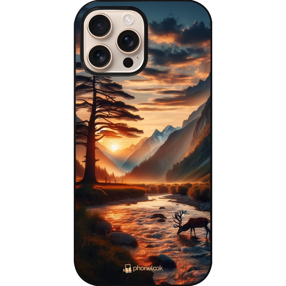 Coque iPhone 16 Pro Max - Valley Sunset Deer Tree