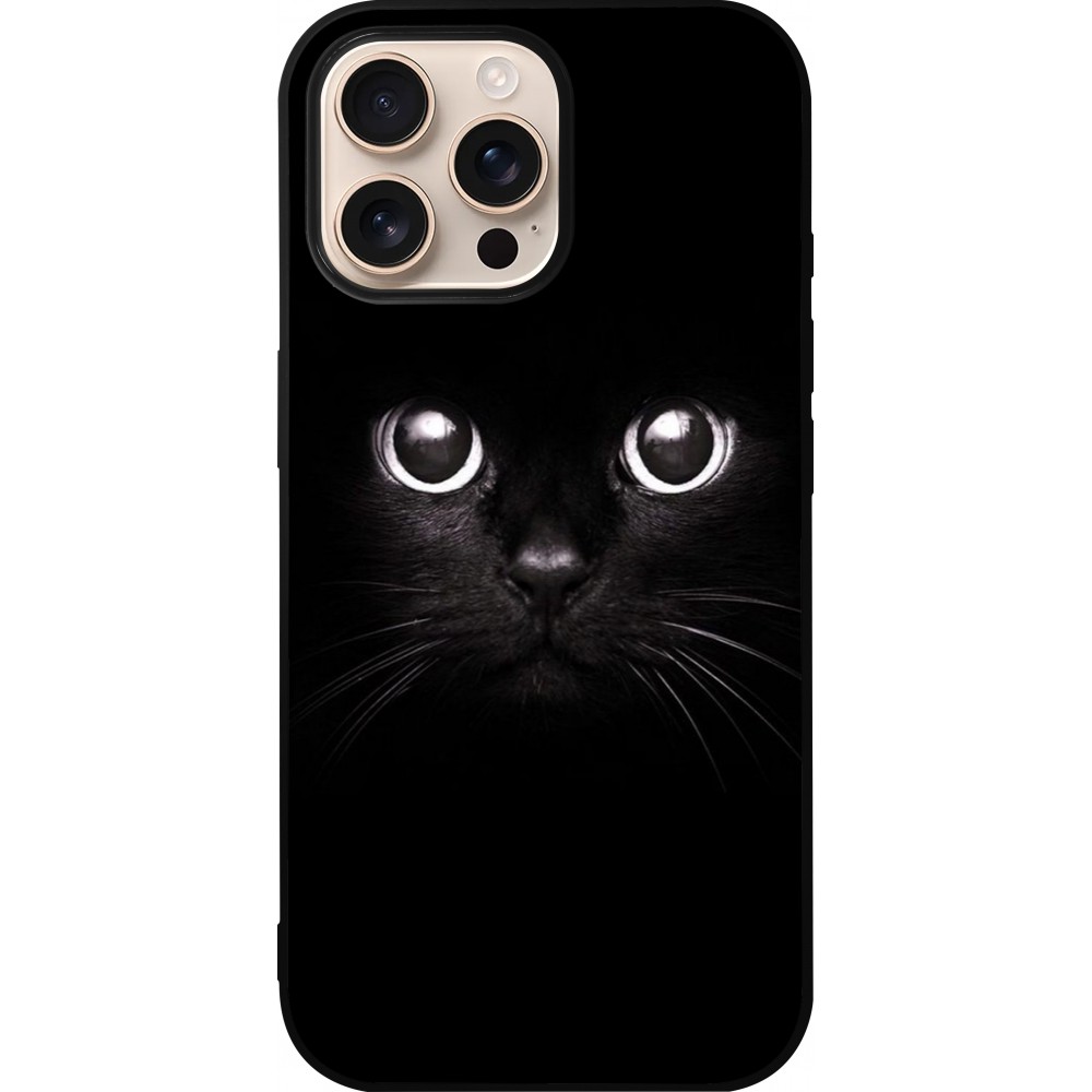 Coque iPhone 16 Pro Max - Silicone rigide noir Cat eyes