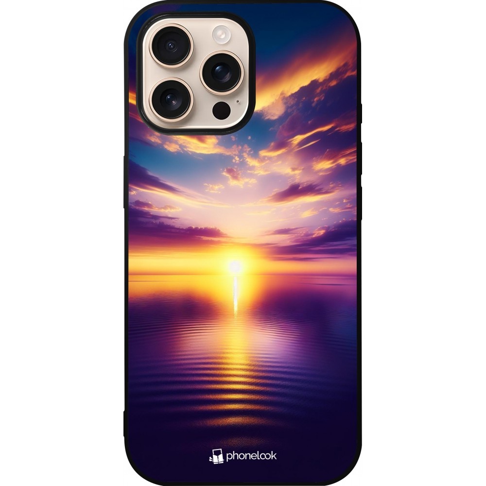 iPhone 16 Pro Max Case Hülle - Silikon schwarz Sonnenuntergang gelb violett