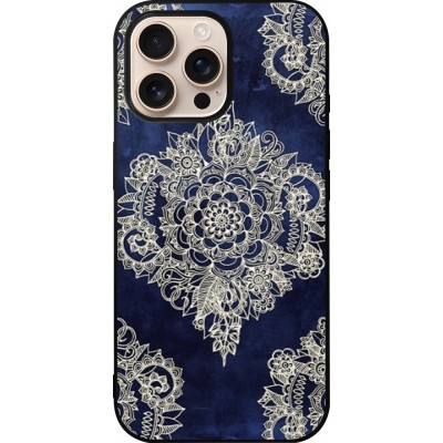 Coque iPhone 16 Pro Max - Silicone rigide noir Cream Flower Moroccan