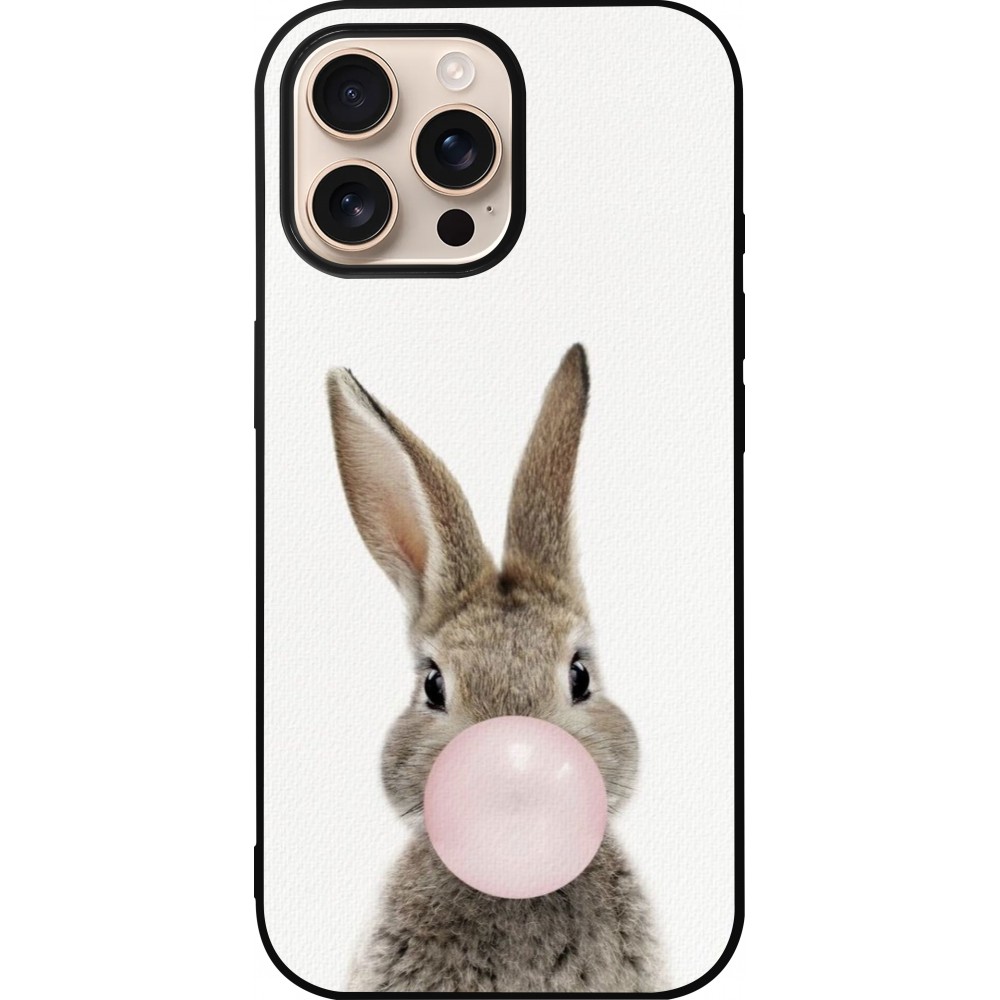 Coque iPhone 16 Pro Max - Silicone rigide noir Easter 2023 bubble gum bunny