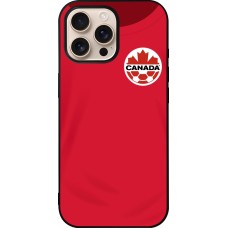 Coque iPhone 16 Pro Max - Silicone rigide noir Maillot de football Canada 2022 personnalisable