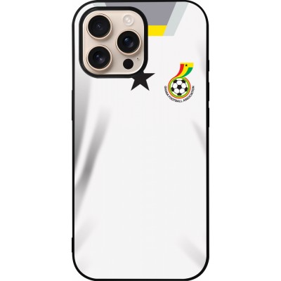 Coque iPhone 16 Pro Max - Silicone rigide noir Maillot de football Ghana 2022 personnalisable