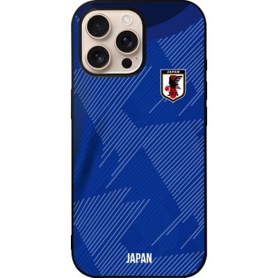 Coque iPhone 16 Pro Max - Silicone rigide noir Maillot de football Japon 2022 personnalisable