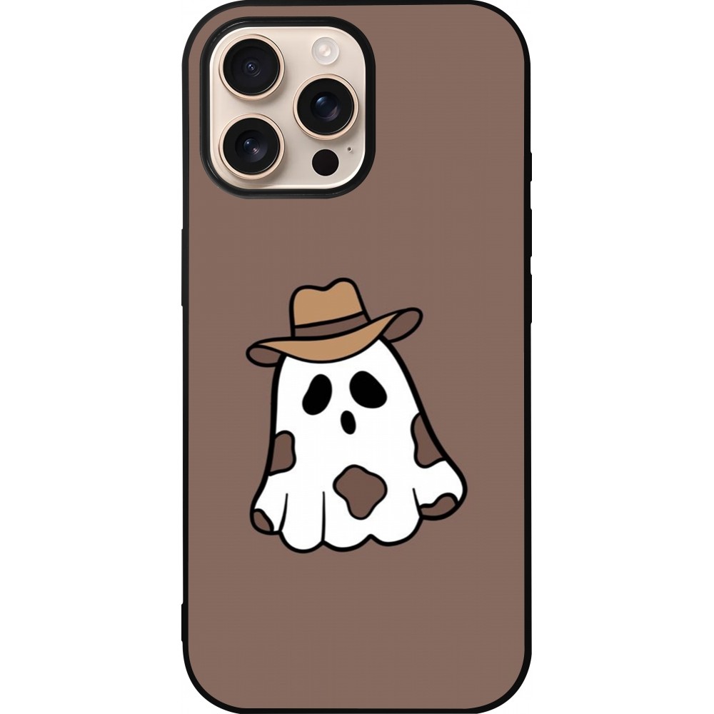 iPhone 16 Pro Max Case Hülle - Silikon schwarz Halloween 2024 cowboy ghost