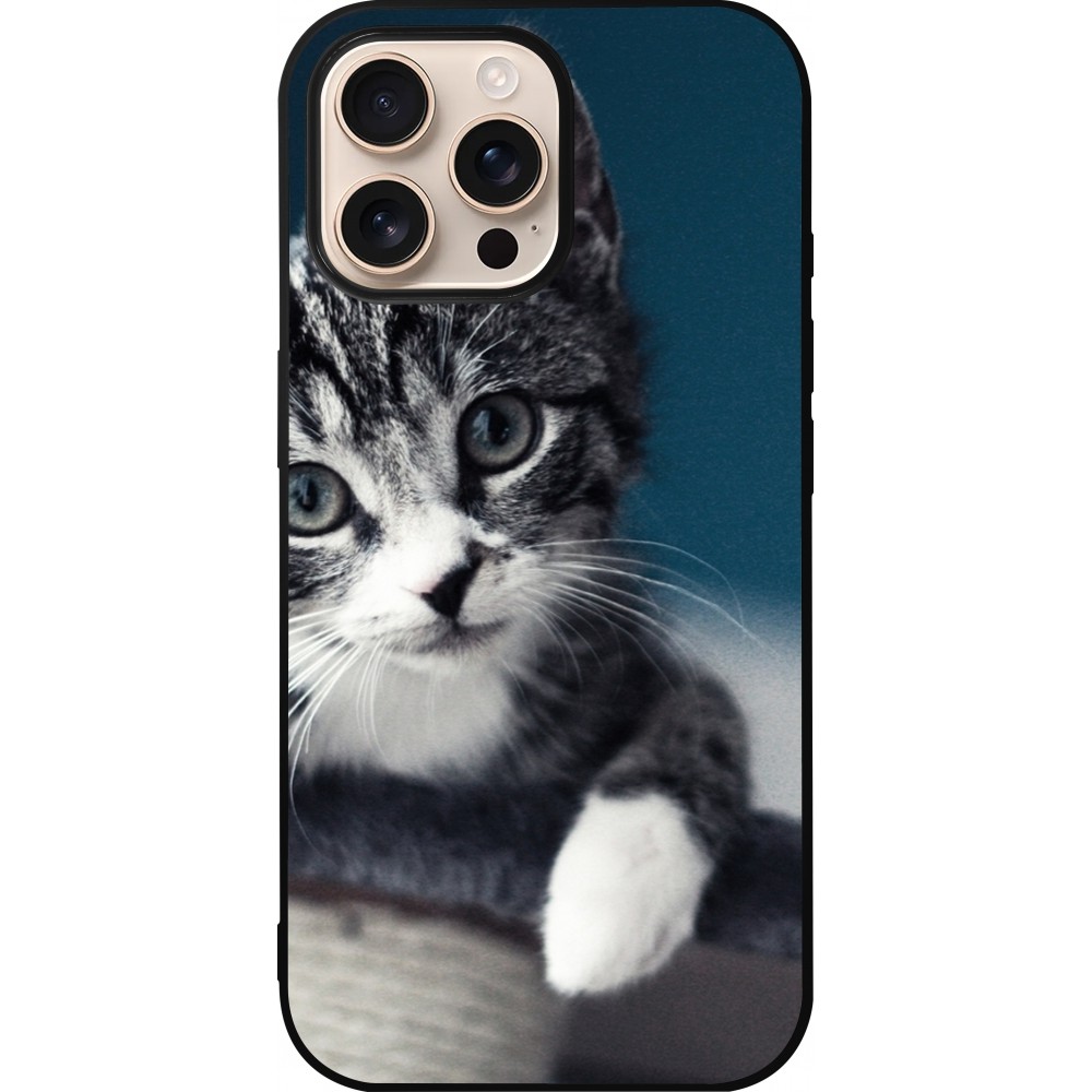 Coque iPhone 16 Pro Max - Silicone rigide noir Meow 23