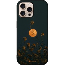 Coque iPhone 16 Pro Max - Silicone rigide noir Moon Flowers