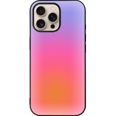 Coque iPhone 16 Pro Max - Silicone rigide noir Orange Pink Blue Gradient