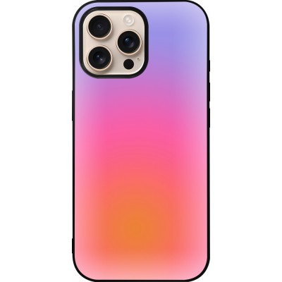 Coque iPhone 16 Pro Max - Silicone rigide noir Orange Pink Blue Gradient