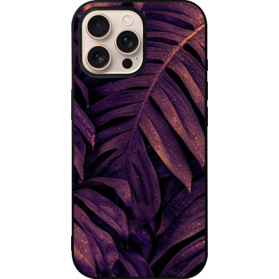 Coque iPhone 16 Pro Max - Silicone rigide noir Purple Light Leaves