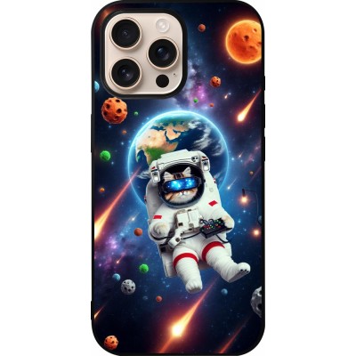 Coque iPhone 16 Pro Max - Silicone rigide noir VR SpaceCat Odyssey