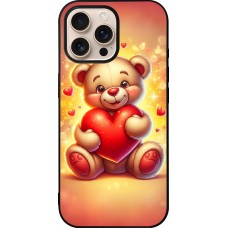 iPhone 16 Pro Max Case Hülle - Silikon schwarz Valentin 2024 Teddy Liebe